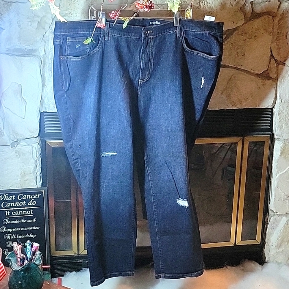 Denim Co Easy Stretch Denim Straight Leg 5 Pocket Jeans PLUS 26W